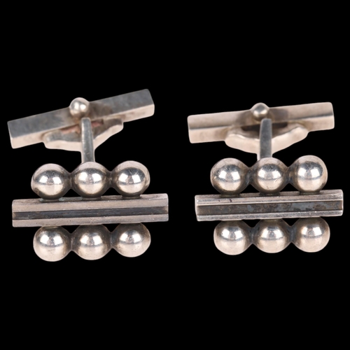 1403 - GEORG JENSEN - a pair of Danish Art Deco style sterling silver cufflinks, designed by Harald Nielsen... 