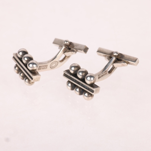 1403 - GEORG JENSEN - a pair of Danish Art Deco style sterling silver cufflinks, designed by Harald Nielsen... 