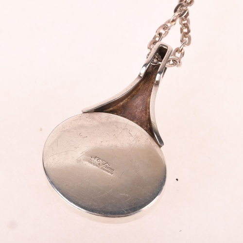 1407 - NIELS ERIK FROM - a Danish modernist sterling silver picture Jasper onion pendant necklace, on silve... 