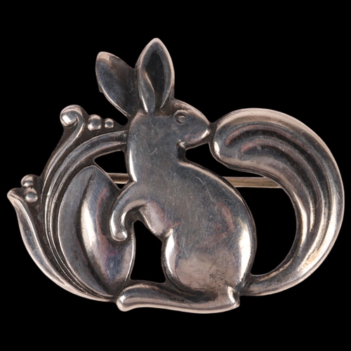 1418 - EILER & MARLOE - an Art Deco Danish silver 'Rabbit' brooch, model no. 210, 34.6mm, 9g