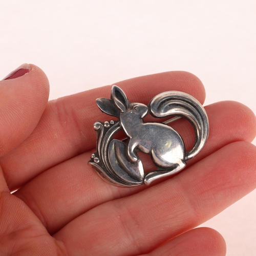 1418 - EILER & MARLOE - an Art Deco Danish silver 'Rabbit' brooch, model no. 210, 34.6mm, 9g