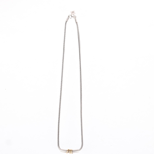 1437 - RAUFF - a modern Danish sterling silver-gilt tube pendant necklace, on sterling foxtail link chain, ... 