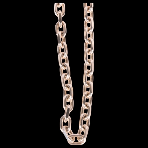 1444 - A heavy Danish sterling silver anchor cable link chain necklace, 40cm, 43.8g