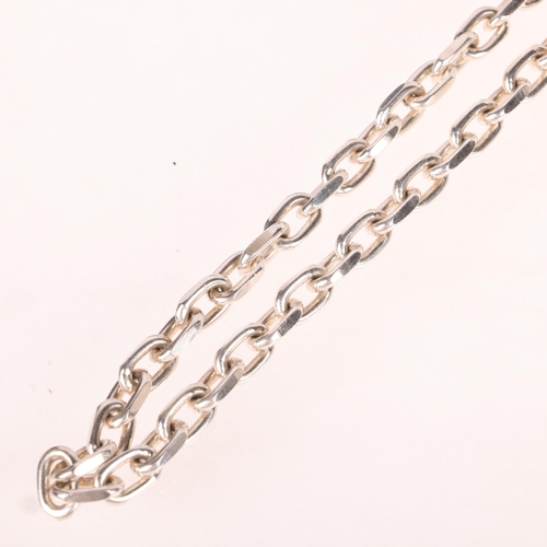 1444 - A heavy Danish sterling silver anchor cable link chain necklace, 40cm, 43.8g