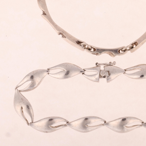 1460 - 2 Danish modernist sterling silver bracelets, makers include Jens Johs Aagaard 'Alloy' example, 18cm... 