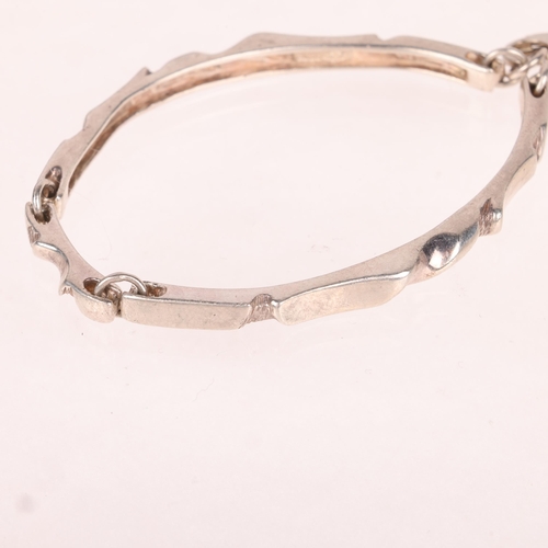 1460 - 2 Danish modernist sterling silver bracelets, makers include Jens Johs Aagaard 'Alloy' example, 18cm... 