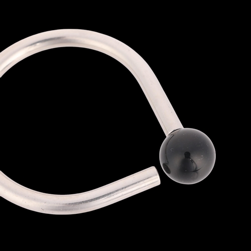 1504 - GEORG JENSEN - a Danish modernist sterling silver and onyx keyring, designed by Andreas Mikkelsen, m... 