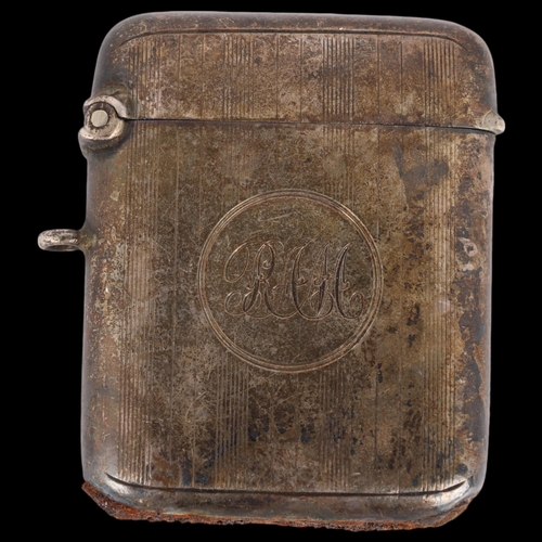 1515 - A George V silver Vesta case, William Hair Haseler Ltd, Birmingham 1914, 5cm x 4cm