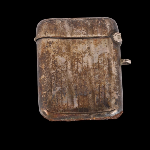 1515 - A George V silver Vesta case, William Hair Haseler Ltd, Birmingham 1914, 5cm x 4cm