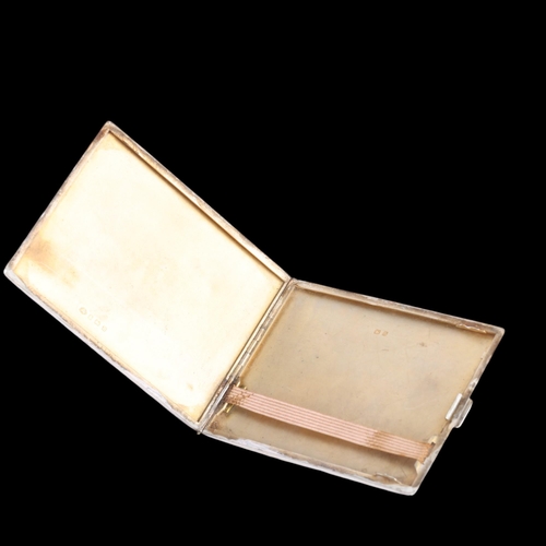 1526 - A George V rectangular silver cigarette case, Adie Brothers Ltd, Birmingham 1926, allover engine tur... 