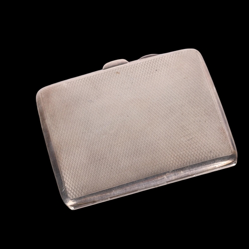 1527 - A George VI silver cigarette case, Smith & Bartlam, Birmingham 1939, allover engine turned decoratio... 