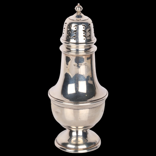 1529 - A Elizabeth II silver baluster sugar caster, Adie Brothers Ltd, Birmingham 1958, 18cm, 3.8oz