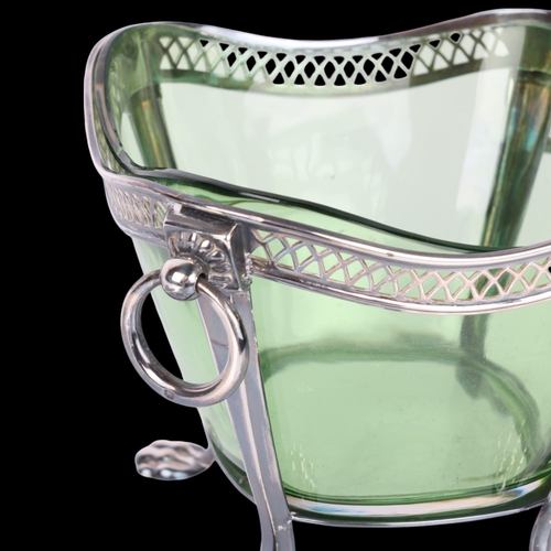 1533 - An Edwardian silver 2-handled sugar basket, James Dixon & Sons Ltd, Sheffield 1907, shaped square fo... 