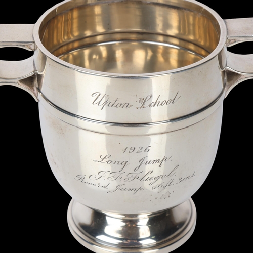 1542 - A George V silver 2-handled trophy cup, S Blanckensee & Son Ltd, Chester 1925, 10cm, 6.5oz