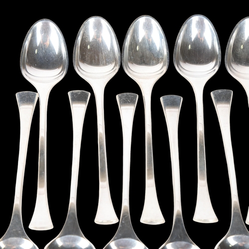 1544 - HANS HANSEN - a set of 12 Danish sterling silver 'Kristine' pattern coffee spoons, 12cm, 6.9oz