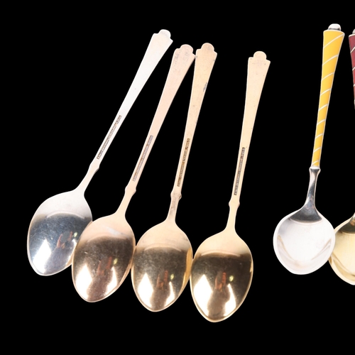 1545 - EGON LAURIDSEN - a set of 11 Danish vermeil sterling silver and harlequin enamel coffee spoons, 9.5c... 