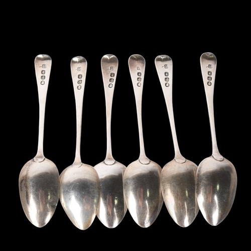 1548 - A set of 6 George III silver Old English pattern teaspoons, John & Henry Lias, London 1819, 12cm, 2o... 