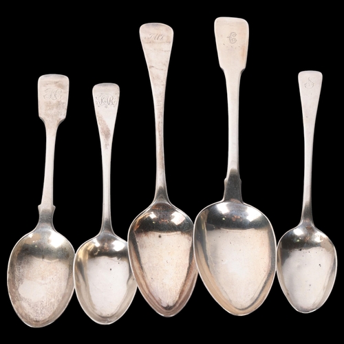 1552 - Various 19th century silver spoons, including Old English pattern tablespoon by Christian Ker Reid, ... 