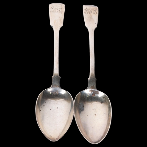 1553 - A pair of George IV silver Fiddle pattern tablespoons, Charles Boyton I, London 1829, 22.5cm, 4.1oz ... 