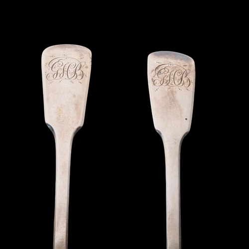 1553 - A pair of George IV silver Fiddle pattern tablespoons, Charles Boyton I, London 1829, 22.5cm, 4.1oz ... 