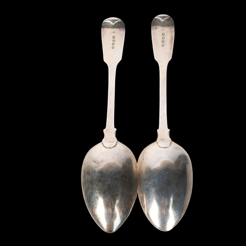 1553 - A pair of George IV silver Fiddle pattern tablespoons, Charles Boyton I, London 1829, 22.5cm, 4.1oz ... 