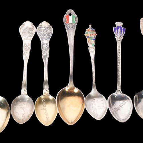 1556 - Various Continental silver souvenir spoons, with enamel handles, 3.1oz total