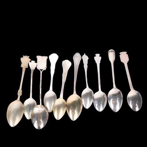 1556 - Various Continental silver souvenir spoons, with enamel handles, 3.1oz total