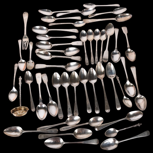 1557 - A quantity of Antique silver flatware, mostly teaspoons, including Newcastle example by George Murra... 