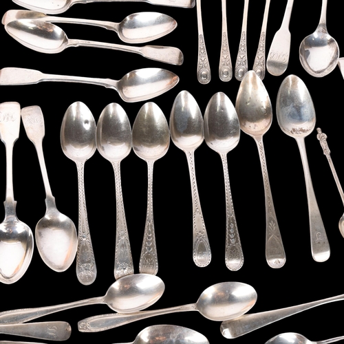 1557 - A quantity of Antique silver flatware, mostly teaspoons, including Newcastle example by George Murra... 