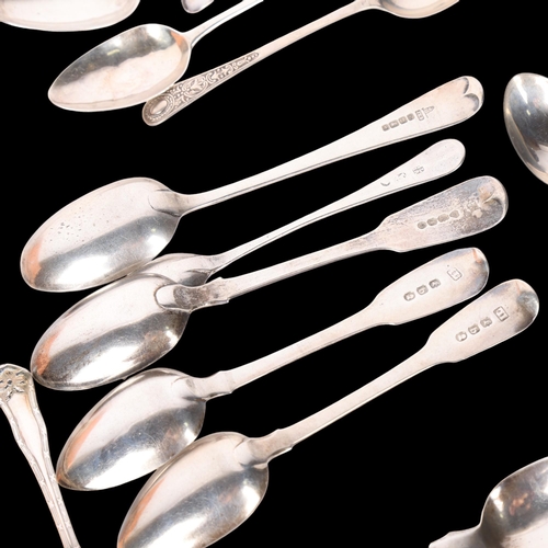 1557 - A quantity of Antique silver flatware, mostly teaspoons, including Newcastle example by George Murra... 