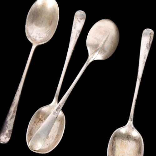 1561 - A cased set of 6 George V silver Rattail pattern teaspoons, Martin Hall & Co Ltd, Sheffield 1913, 12... 