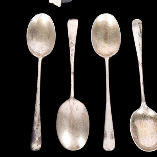 1561 - A cased set of 6 George V silver Rattail pattern teaspoons, Martin Hall & Co Ltd, Sheffield 1913, 12... 