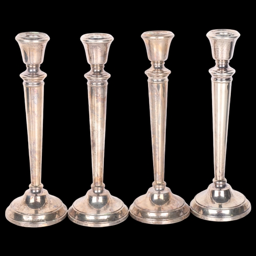 1565 - A set of 4 Elizabeth II silver table candlesticks, SJ Rose & Son, Birmingham 1964, 20.5cm, 27.3oz gr... 