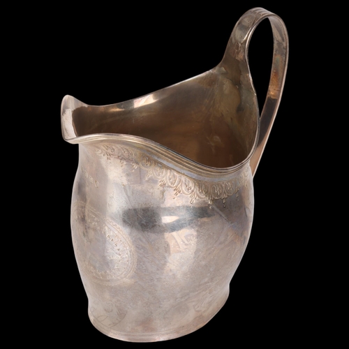 1566 - A George III silver cream jug, possibly Abraham Peterson, London 1799, 11cm, 3.7oz