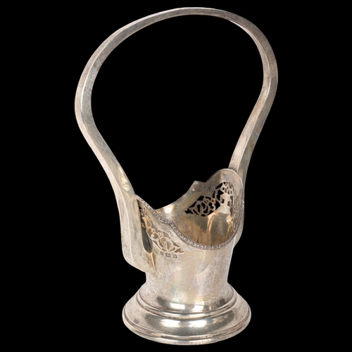 1571 - A George VI silver bon bon basket, WJ Myatt & Co, Birmingham 1938, 30cm, 23.9oz gross, weighted base