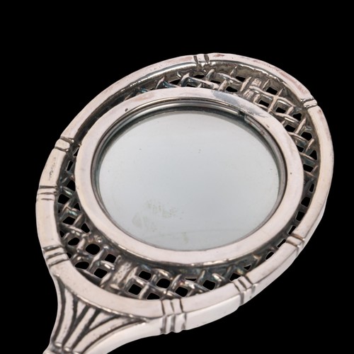 1508 - VALENTI - a Vintage novelty silver plated 'Tennis Racket' magnifying glass, retailed by Asprey Plc, ... 