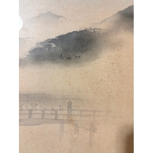 853 - Domoto Insho (1891 - 1975), bridge in Kyoto, watercolour, 22cm x 33cm, framed, further information v... 