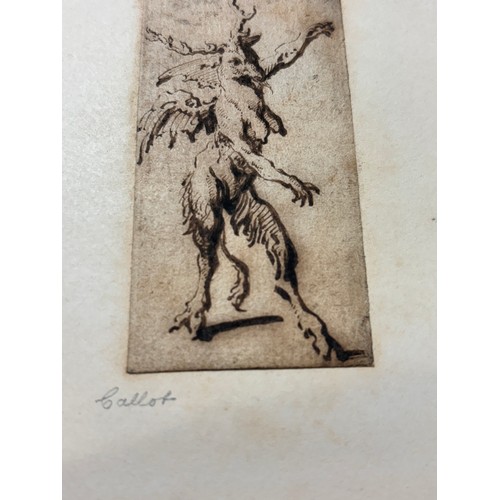 884 - Study of a mythological beast, Old Master style pen and ink drawing, inscribed Callot on backing she... 