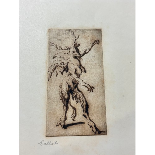 884 - Study of a mythological beast, Old Master style pen and ink drawing, inscribed Callot on backing she... 