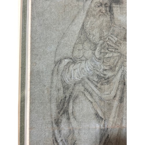 893 - Old Master style Classical study of a scholar, pencil/chalk on paper, unsigned, 23cm x 11.5cm, frame... 