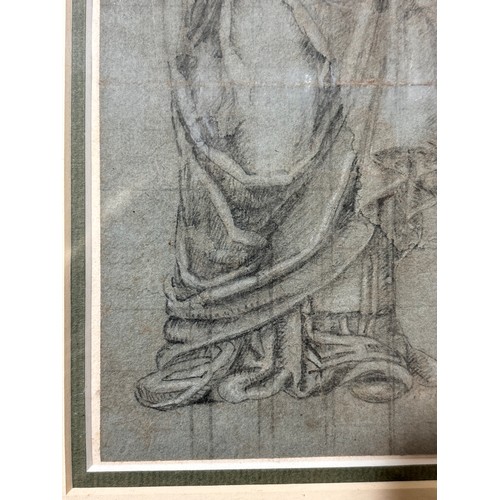 893 - Old Master style Classical study of a scholar, pencil/chalk on paper, unsigned, 23cm x 11.5cm, frame... 