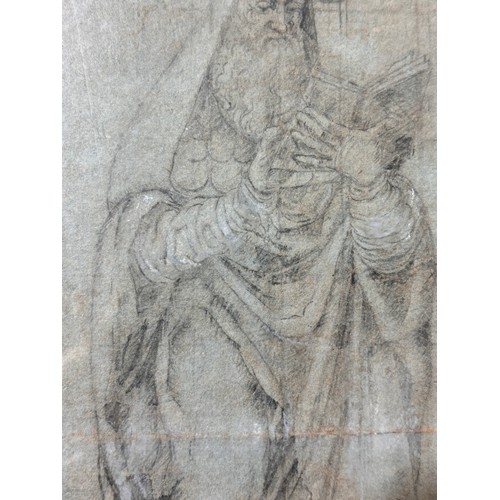 893 - Old Master style Classical study of a scholar, pencil/chalk on paper, unsigned, 23cm x 11.5cm, frame... 