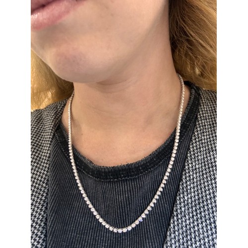 1128 - *WITHDRAWN* A 9ct white gold 5ct *lab-grown* diamond tennis line necklace, maker BFD, London 2024, s... 