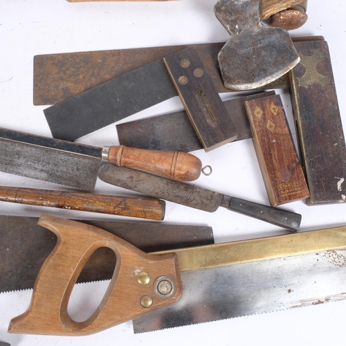 291 - A quantity of Vintage carpenter's and other tools, including various Stanley and other set-squares, ... 