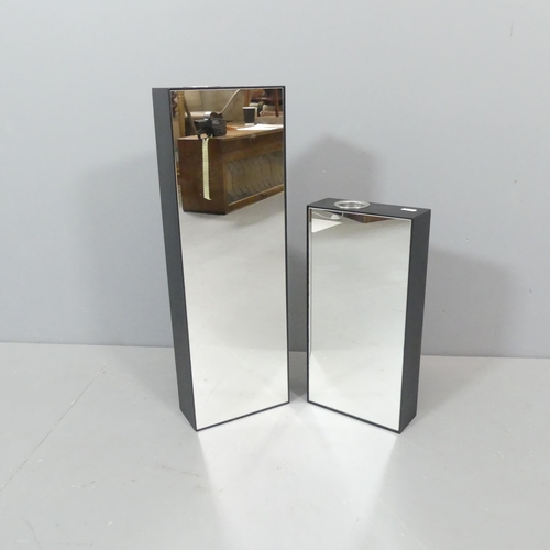 459 - A contemporary mirrored candle holder or posy vase, the rectangular case with mirrored front panel i... 