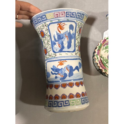 303 - A group of Chinese porcelain items, largest blue and white vase height 30cm