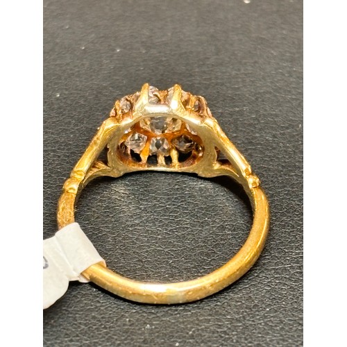 1290 - An Antique Victorian 18ct gold Peruzzi-cut diamond cluster ring, the principal Peruzzi-cut diamond w... 