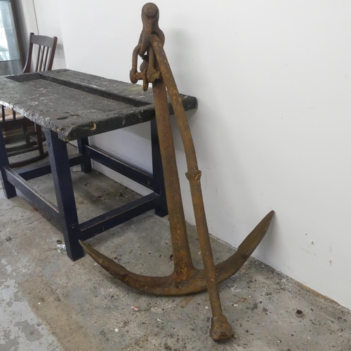 2646 - A large cast iron fisherman's pattern ship's anchor. Height 140cm.