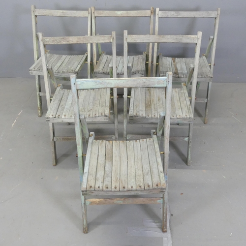 2673 - A set of six WW2 period painted teak folding chairs.