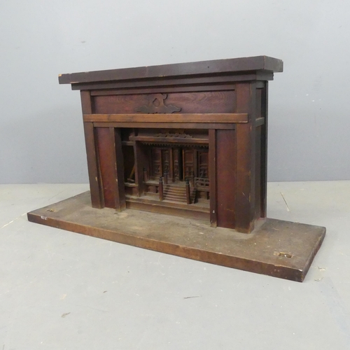 2707 - A Japanese elm Shinto shrine. Dimensions including base, W118m, H61cm, D39cm.